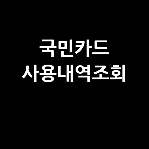 국민카드 사용내역조회 방법과 팁