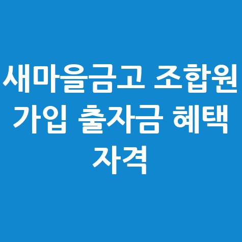 새마을금고 조합원 가입 출자금 혜택 자격