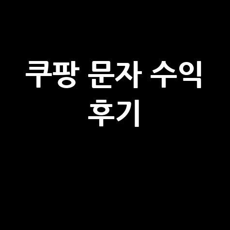 쿠팡 제휴사 체험단 문자 수익 후기