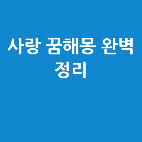 사랑하는 꿈해몽 완벽 정리
