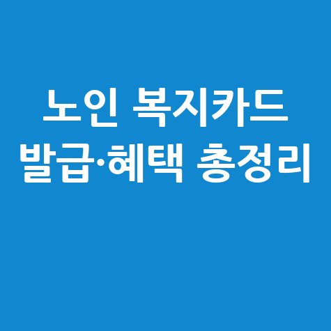 노인 복지카드 발급 방법, 대상, 혜택, 사용처 총정리