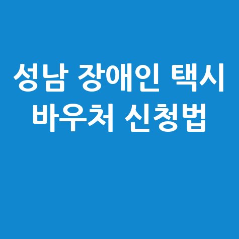 성남시 장애인 택시바우처 지원 신청방법 자격 대상 총정리