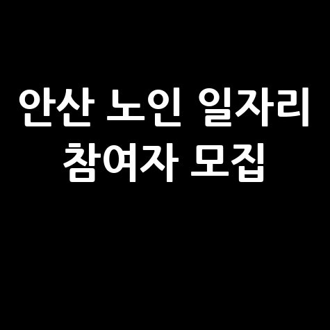 안산시 노인 일자리 참여자 모집 자격 대상 및 신청방법 안내